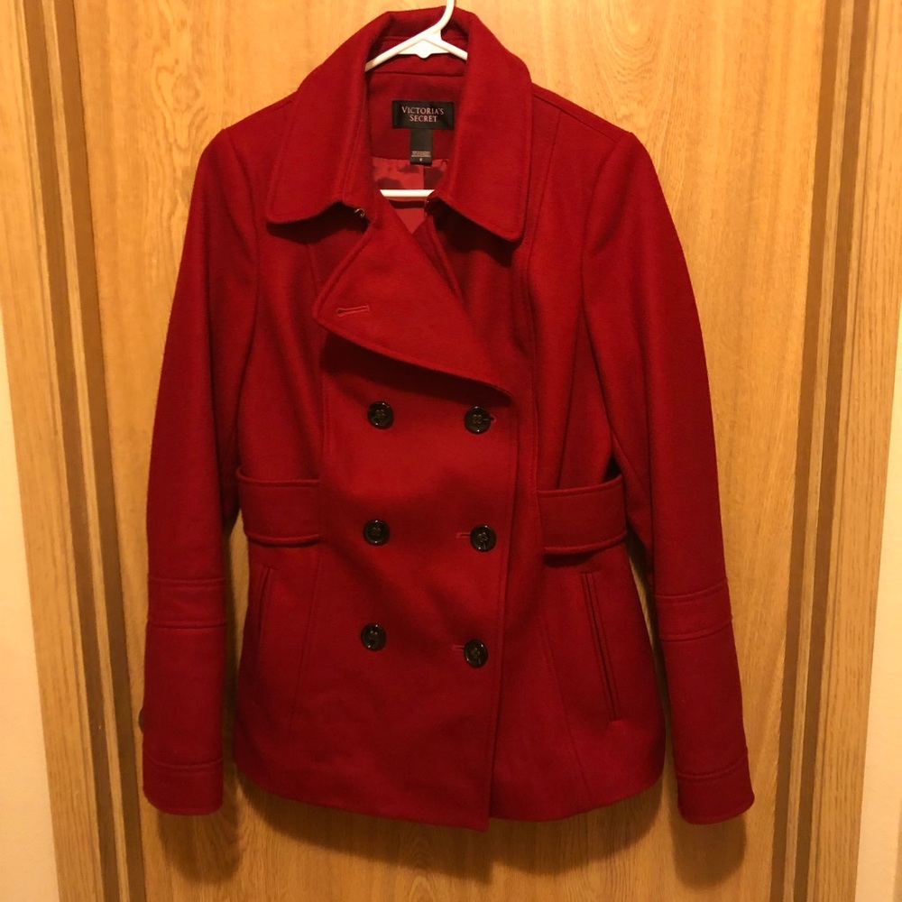 Dark red peacoat